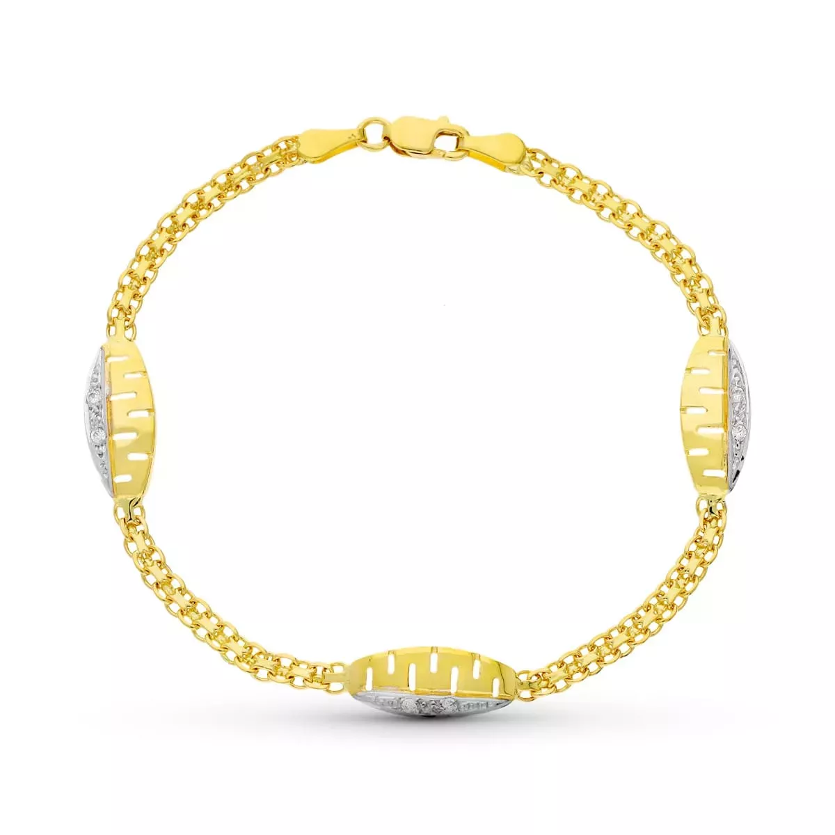 18K PULSERA ORO BICOLOR CIRCONITA 17.5 CM 4