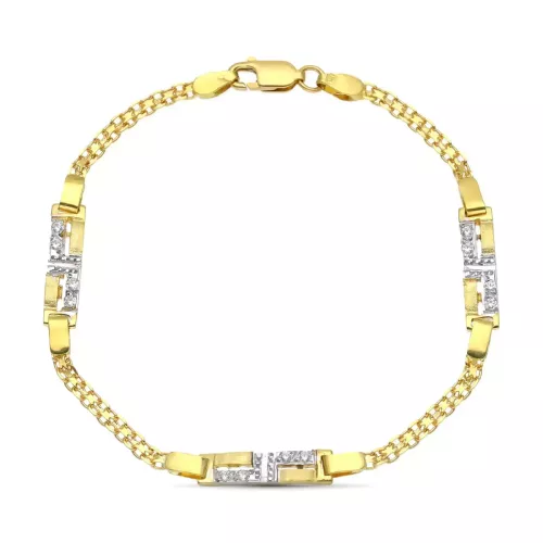 18K PULSERA ORO BICOLOR JUEGO DE COMUNION ESTERILLA Y CIRCONITAS 5
