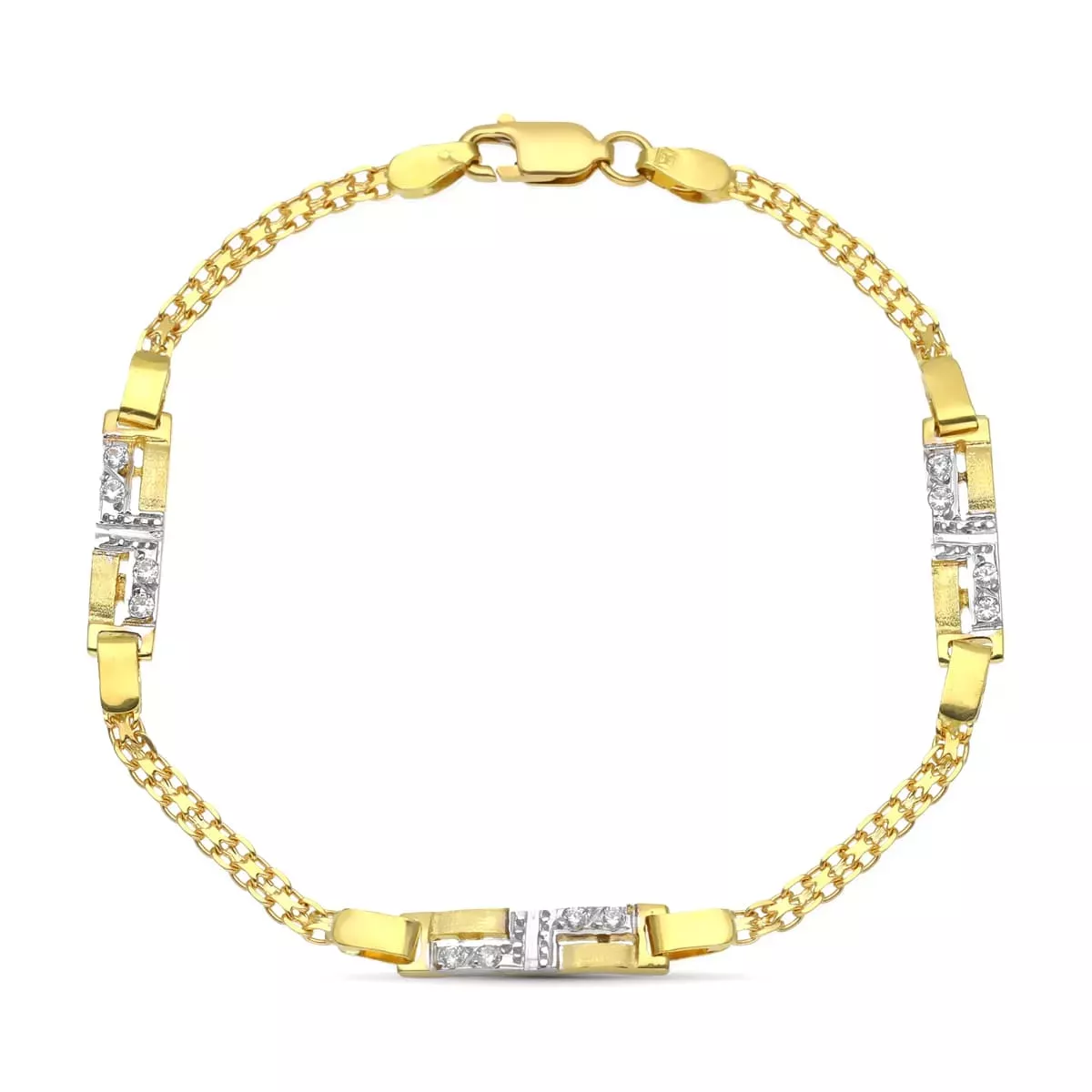 18K PULSERA ORO BICOLOR JUEGO DE COMUNION ESTERILLA Y CIRCONITAS 5