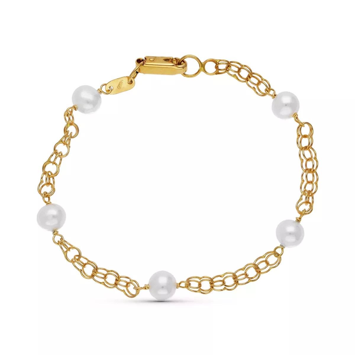 18K PULSERA ORO AMARILLO PERLA 16.5 CM 3