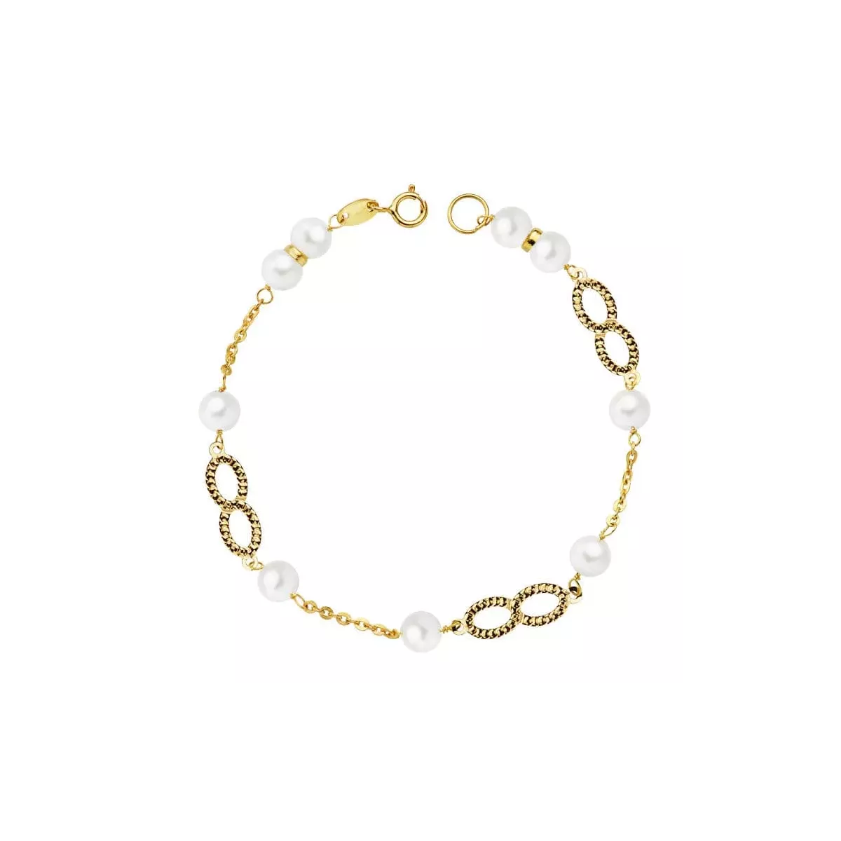 18K PULSERA ORO AMARILLO COMUNION PERLA 5.5 MM 18CM 1
