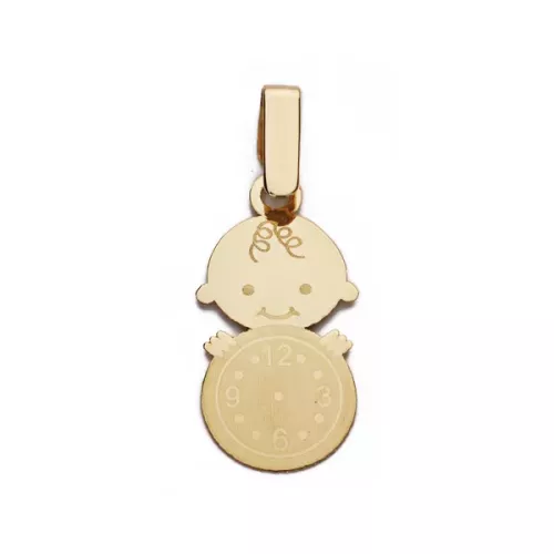 9K COLGANTE ORO AMARILLO NIÑO RELOJ 19X10 MM 0