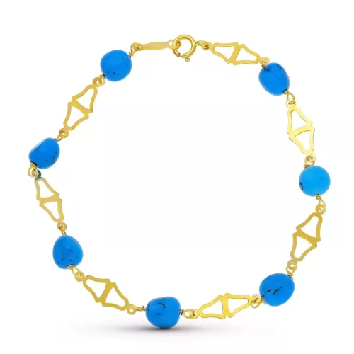 18K PULSERA ORO AMARILLO TURQUESAS 18CM 2,70gr