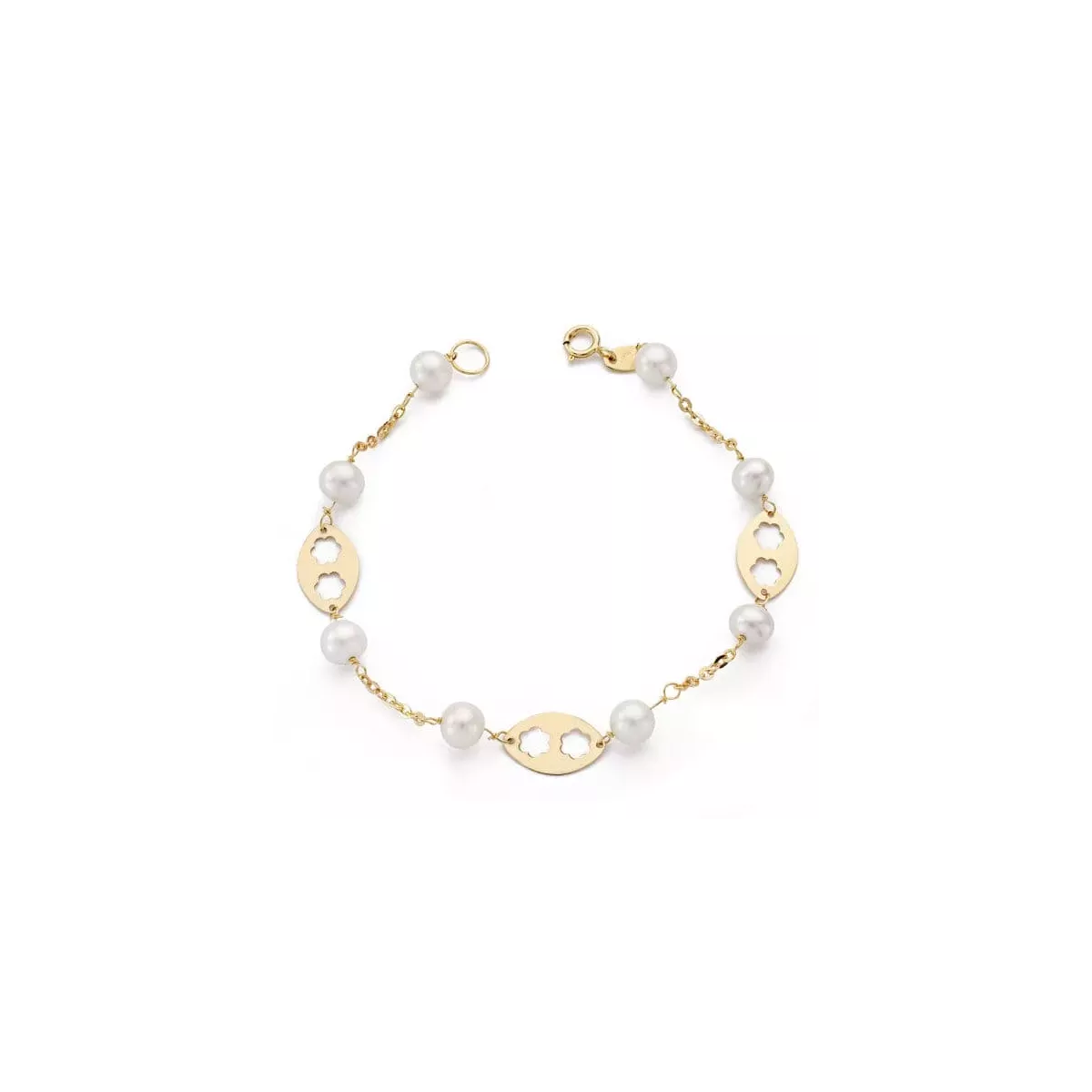 18K PULSERA COMUNION ORO AMARILLO PERLA 5.5 MM 17.50CM 1