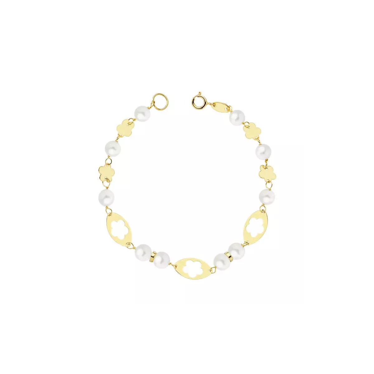 18K PULSERA COMUNION ORO AMARILLO PERLA 5.5 MM 16CM 1