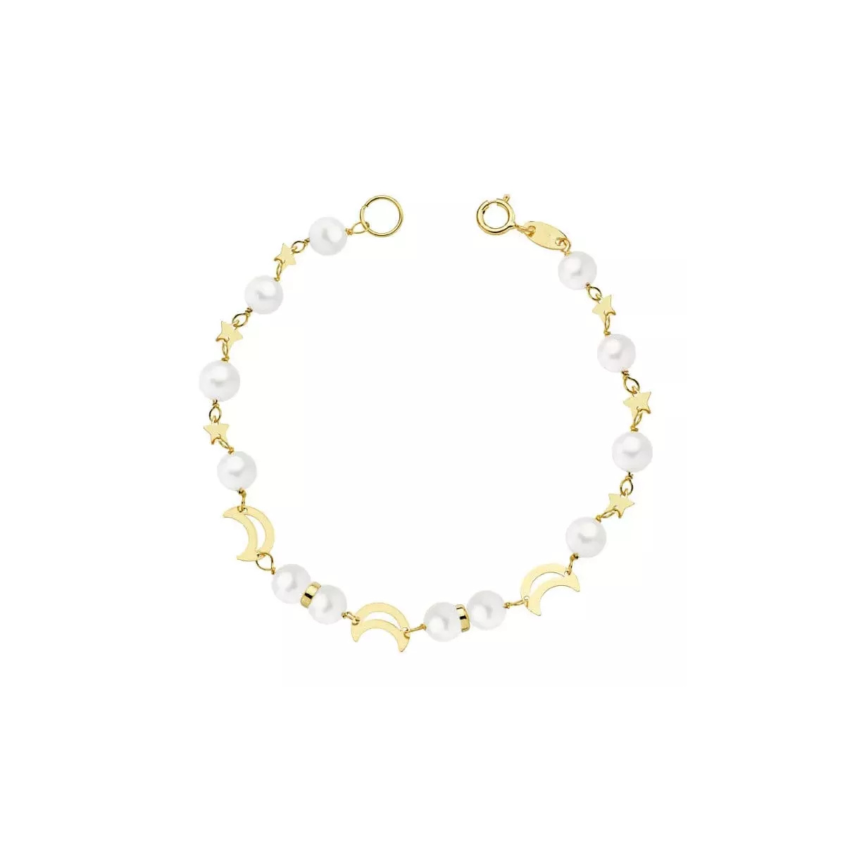 18K PULSERA ORO AMARILLO COMUNION PERLA 5 MM 17CM 1