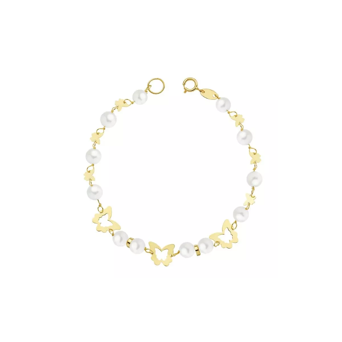 18K PULSERA ORO AMARILLO COMUNION PERLA 5.5 MM 17CM 1