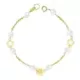 18K PULSERA ORO AMARILLO PERLA Y FLORES 17CM 1
