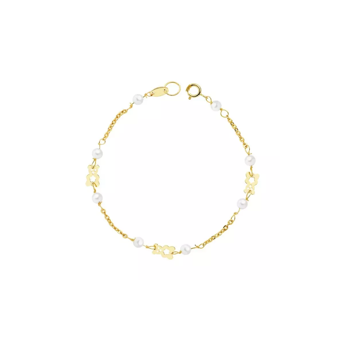 18K PULSERA ORO AMARILLO PERLAS Y OSO S. 16.5 CM 1