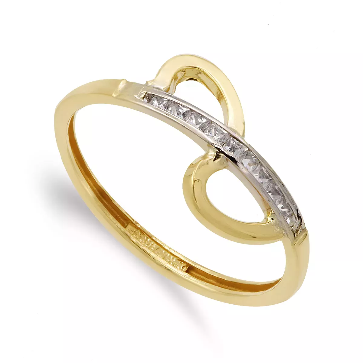 9K SORTIJA ORO BICOLOR HOJAS PARTIDAS CON CIRCONITAS EN CARRIL. ANCHO: 9 MM 0