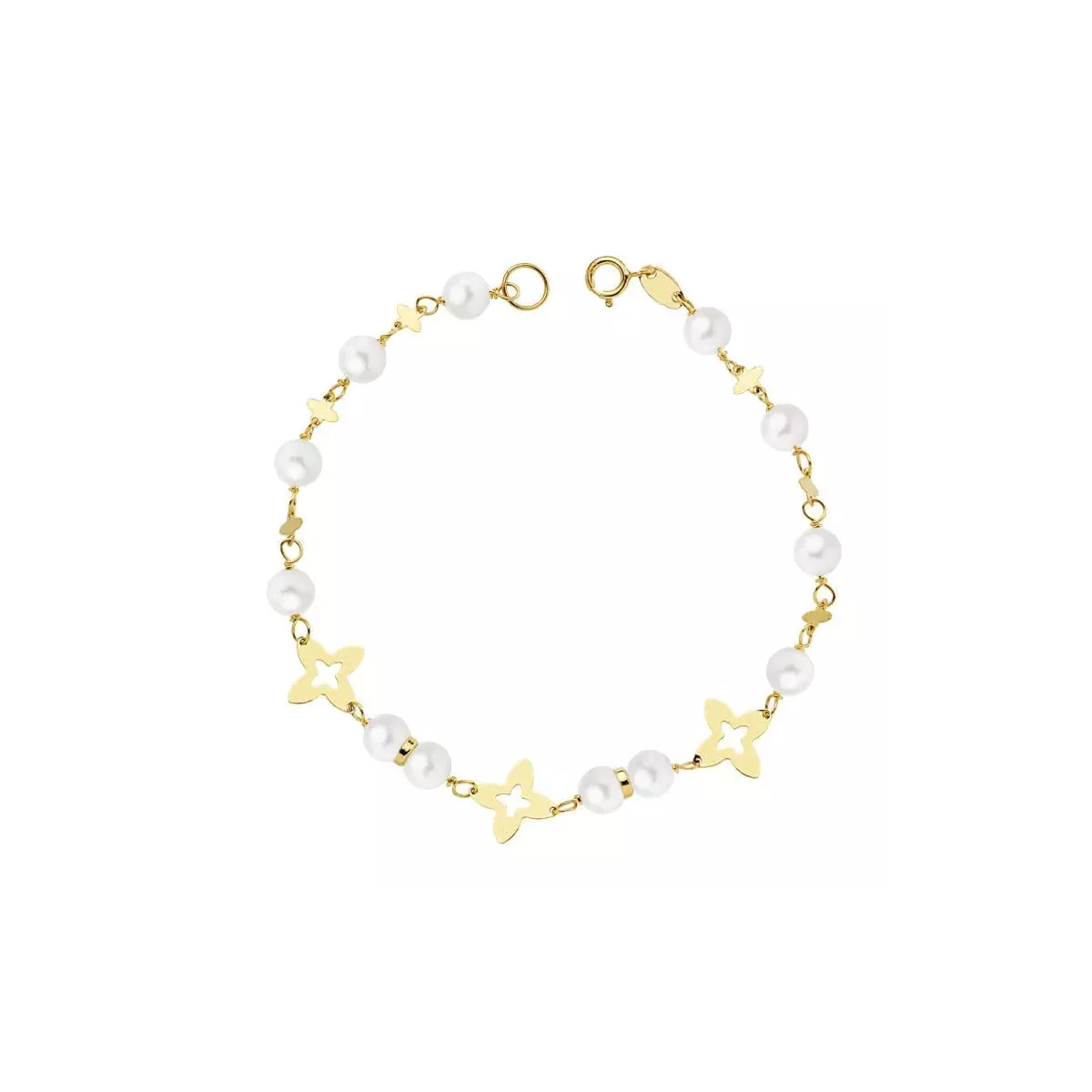 18K PULSERA ORO AMARILLO COMUNION PERLAS 5 MM 18CM 1