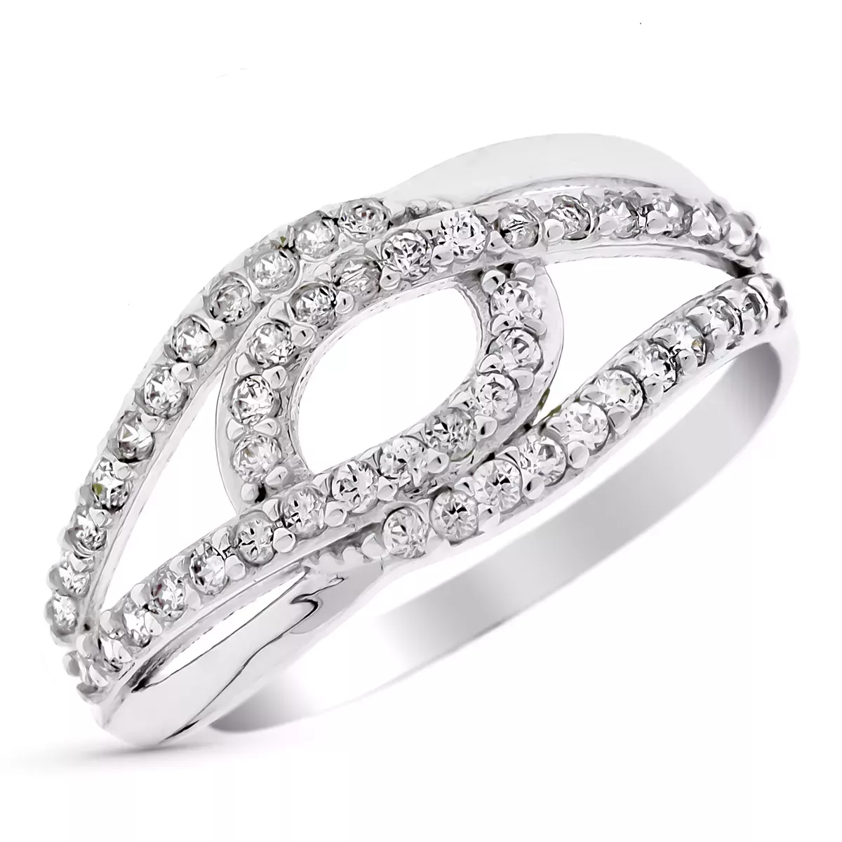 9K SORTIJA ORO BLANCO CALADA CON CIRCONITAS. ANCHO: 12 MM 1