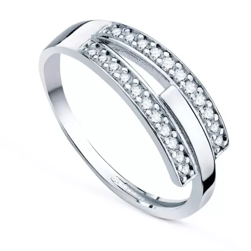 9K SORTIJA ORO BLANCO BANDAS CON CIRCONITAS. ANCHO: 6,5 MM 2,11gr