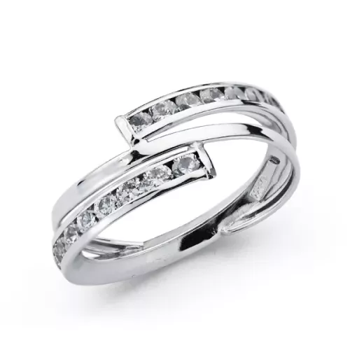 9K SORTIJA ORO BLANCO BANDAS CON CIRCONITAS EN CARRIL. ANCHO: 8 MM 1,50gr