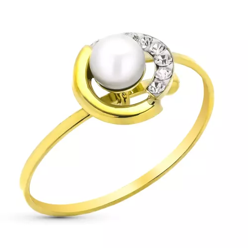 9K SORTIJA ORO AMARILLO CIRCONITAS Y PERLA. ANCHO: 8 MM 0,76gr