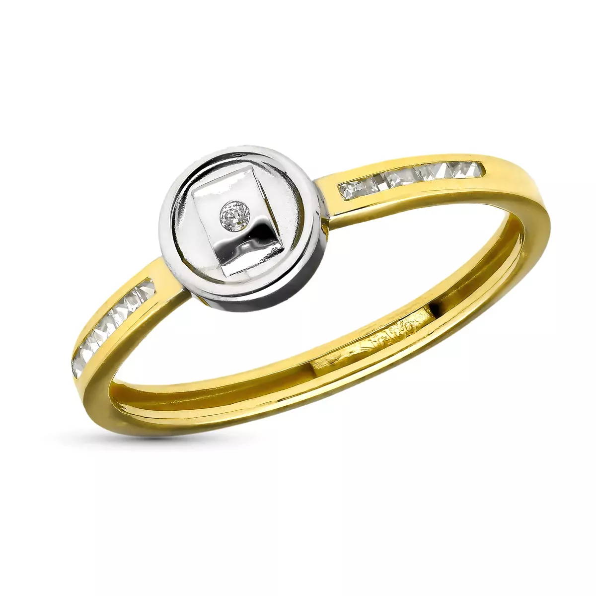 9K SORTIJA ORO BICOLOR MOTIVO REDONDO CON CIRCONITAS EN CARRIL. ANCHO: 6