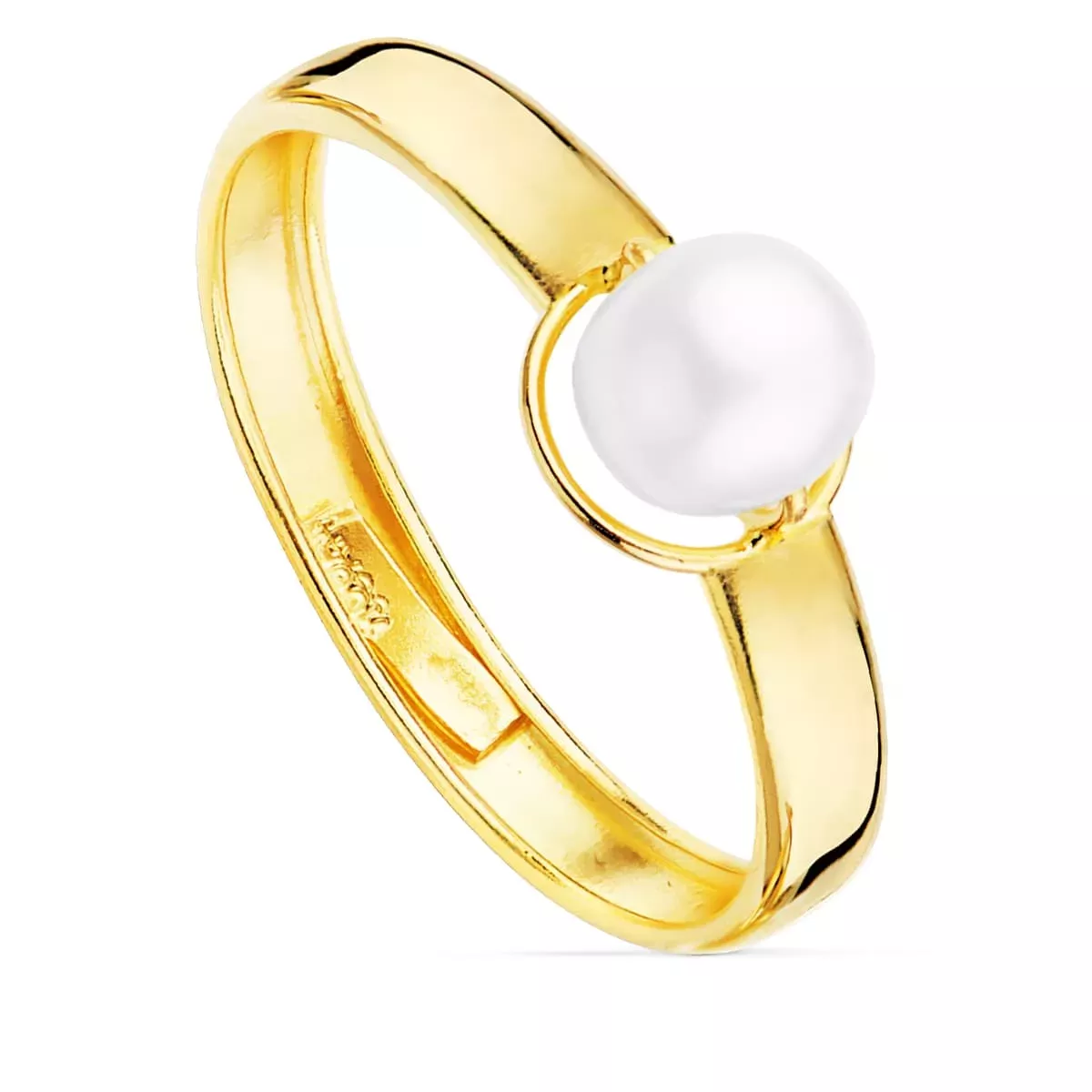 9K SORTIJA ORO AMARILLO EN BRILLO CON PERLA DE 5MM 0