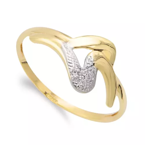 9K SORTIJA ORO BICOLOR MOTIVO ONDAS CON CIRCONITA. ANCHO: 9 MM 1