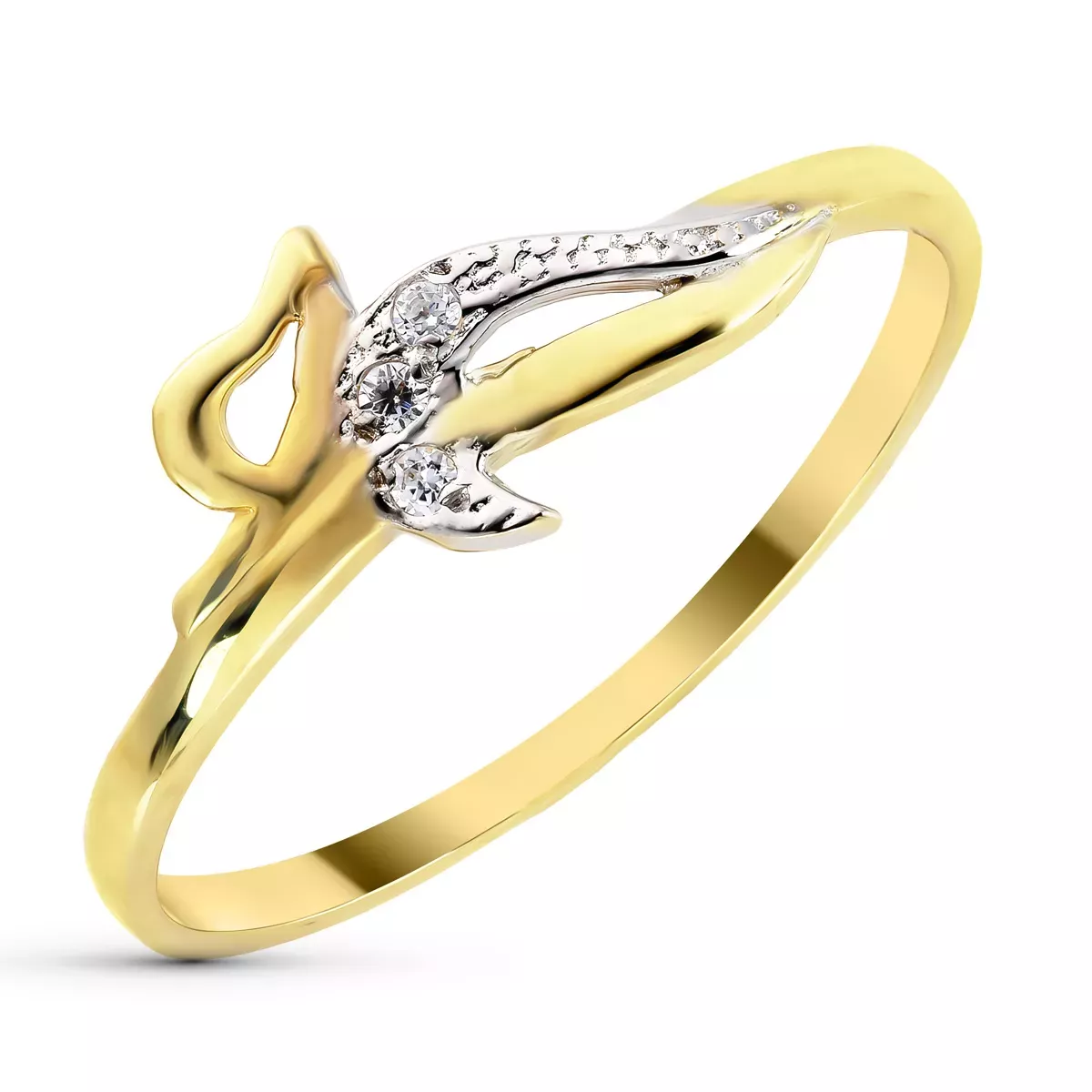 9K SORTIJA ORO BICOLOR JOHAS CALADAS CON CIRCONITA. ANCHO: 7 MM 0