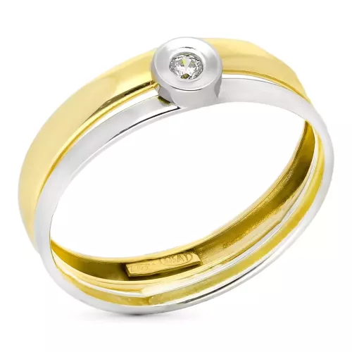 9K SORTIJA ORO BICOLOR BANDAS CON CHATON Y CRICONITA. ANCHO 5 MM 0