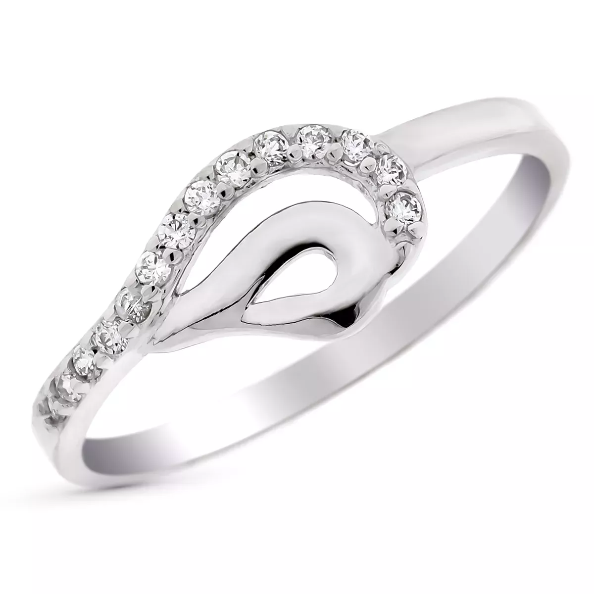 9K SORTIJA ORO BLANCO MOTIVO CALADO CON CIRCONITAS. ANCHO: 8 MM 1