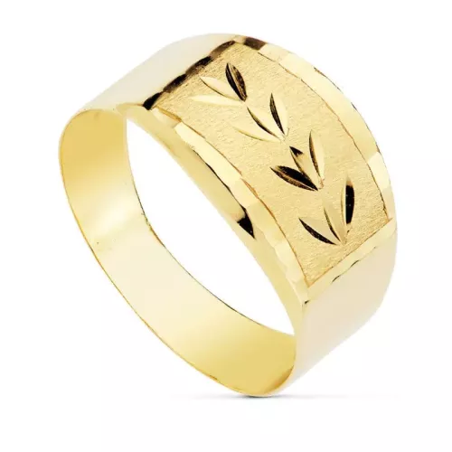 9K SORTIJA ORO AMARILLO HUECA LAPIDADA. ANCHO 11 MM 1