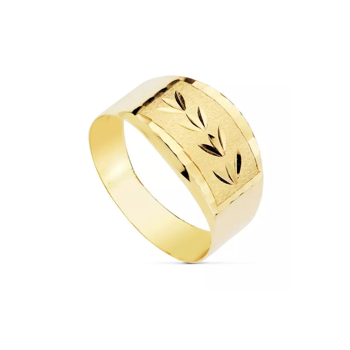 9K SORTIJA ORO AMARILLO HUECA LAPIDADA. ANCHO 11 MM 1