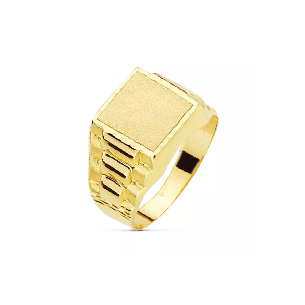 9K SELLO ORO AMARILLO CADETE HUECO. ZONA GRABADO 9 X 9 MM 2