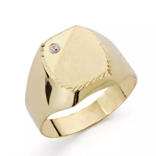 9K SELLO ORO AMARILLO HUECO CADETE CON CIRCONITA. ZONA GRABADO: 10X10 MM 1