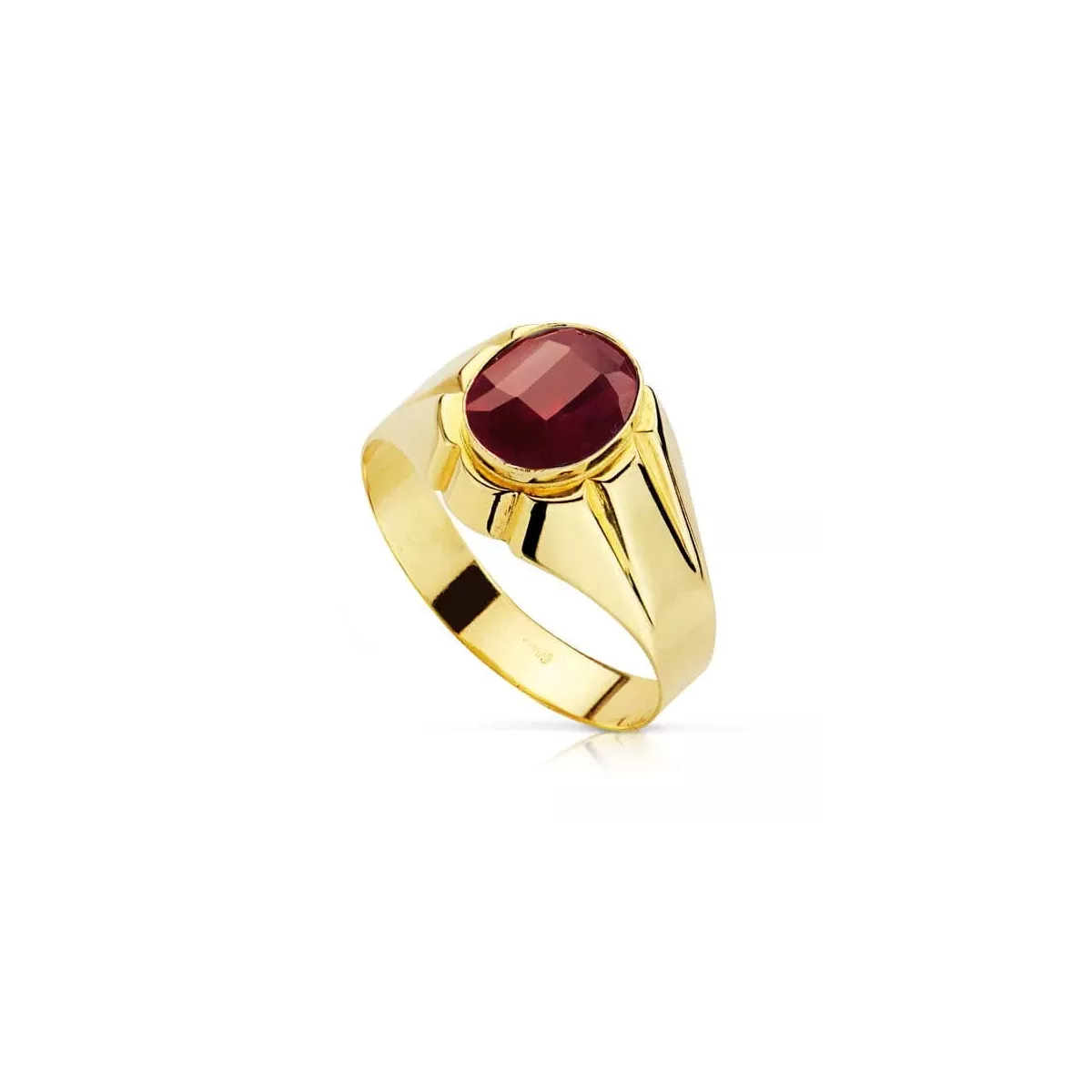 9K SELLO ORO AMARILLO HUECO PIEDRA OVAL RUBI SPINEL 10X8 MM 2