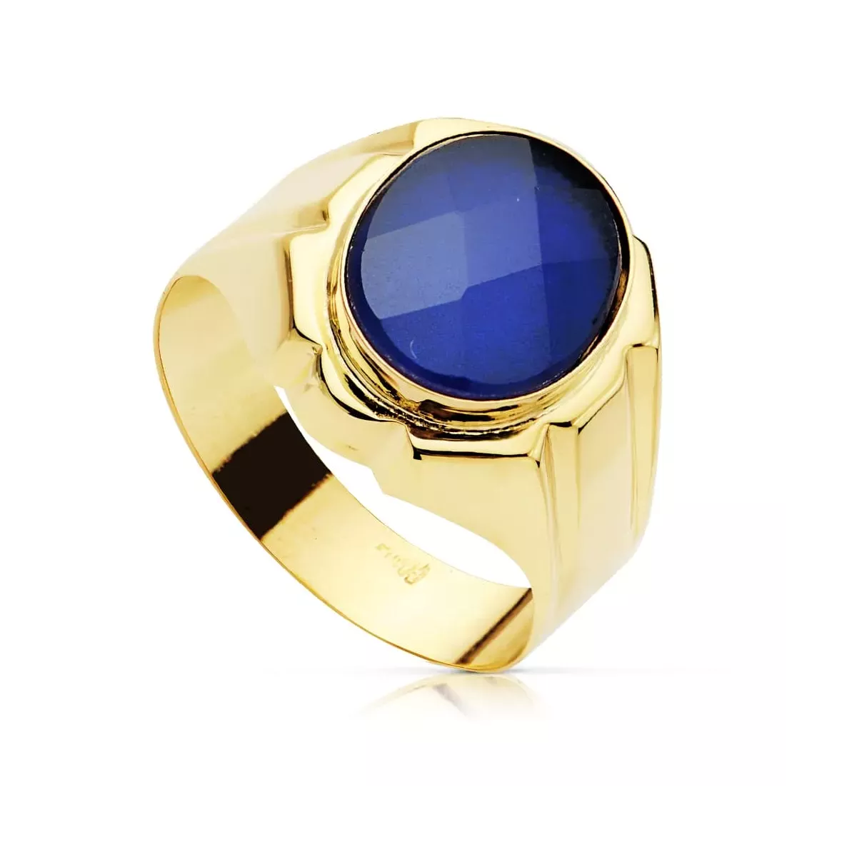 9K SELLO ORO AMARILLO HUECO CABALLERO ZAFIRO SPINEL 12