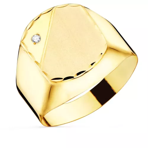 9K SELLO ORO AMARILLO CABALLERO HUECO EN BRILLO CON CIRCONITA CABEZA 13X11 MM 4