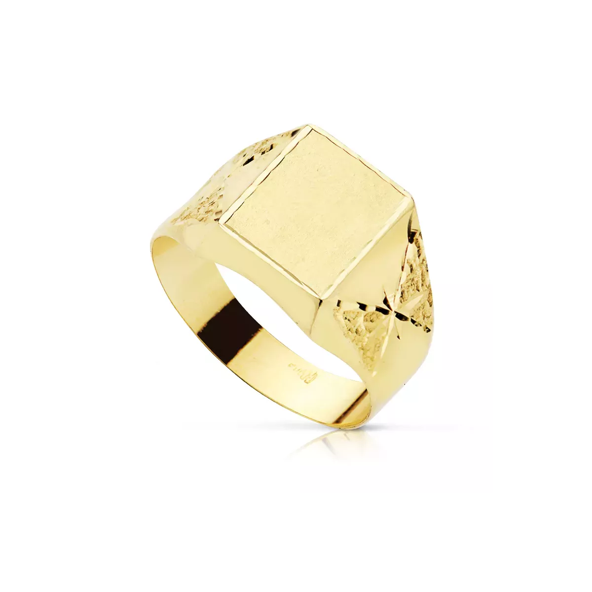 9K SELLO ORO AMARILLO HUECO TALLADO RECTANGULAR ZONA GRABADO 10X9 MM 2