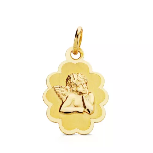 9K MEDALLA ORO AMARILLO ANGEL BURLON 17X12 MM 0