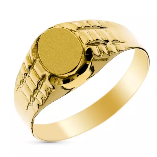 9K SELLO ORO AMARILLO HUECO CADETE TALLADO. ZONA DE GRABADO 8X6 MM 1