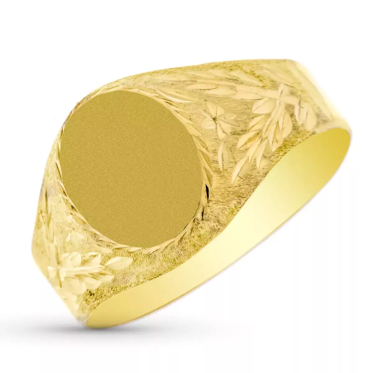 9K SELLO ORO AMARILLO CADETE OVAL LATERAL TALLADO. ZONA GRABADO: 12 X 9