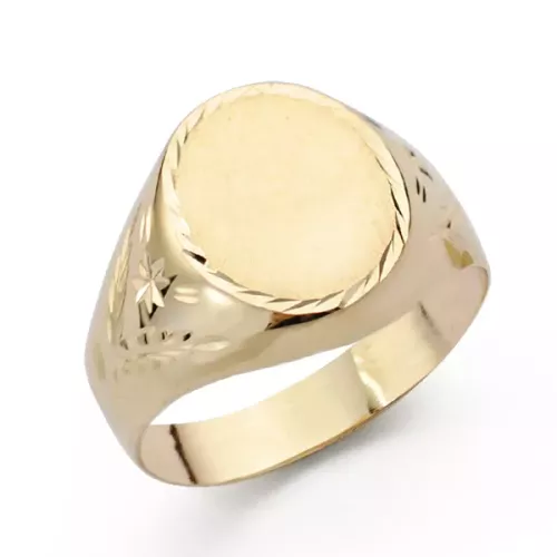 9K SELLO ORO AMARILLO HUECO OVAL LATERAL TALLADO. ZONA GRABADO: 12X10 MM 2