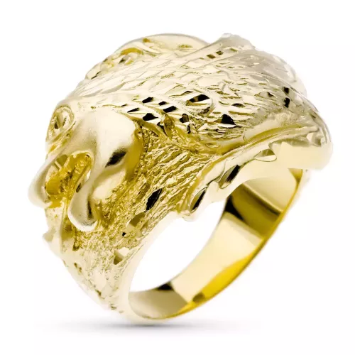 9K SELLO ORO AMARILLO CABALLERO TALLADO DRAGON ANCHO 22 MM 16