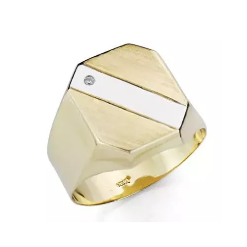 9K SELLO ORO AMARILLO BANDA ORO BLANCO CON CIRCONITA HUECO. MEDIDA: 17 X 13