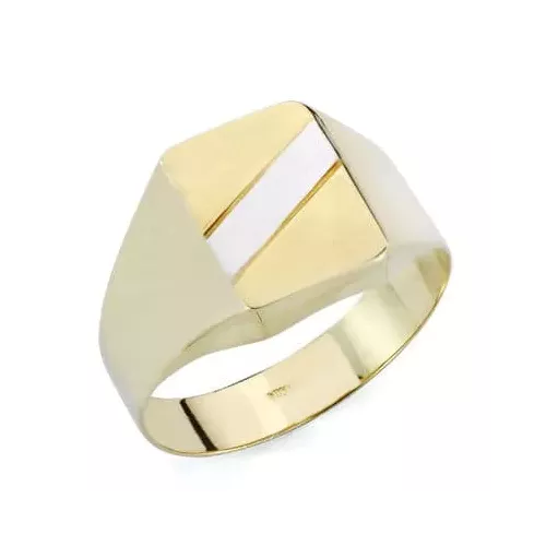 9K SELLO ORO AMARILLO BANDA ORO BLANCO HUECO EN BRILLO. ZONA GRABADO: 15X10