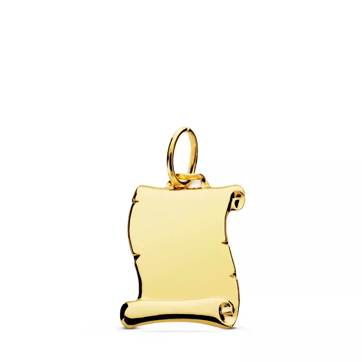 9K PLACA CHAPA COLGANTE PERGAMINO LISO BRILLO 14X12 MM 0