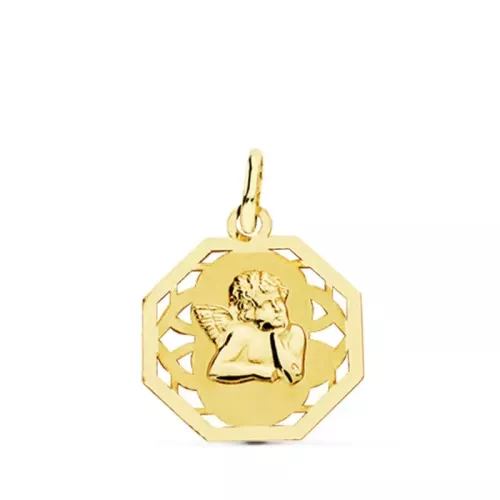 9K MEDALLA ORO AMARILLO ANGEL CALADA 17X14 MM 0
