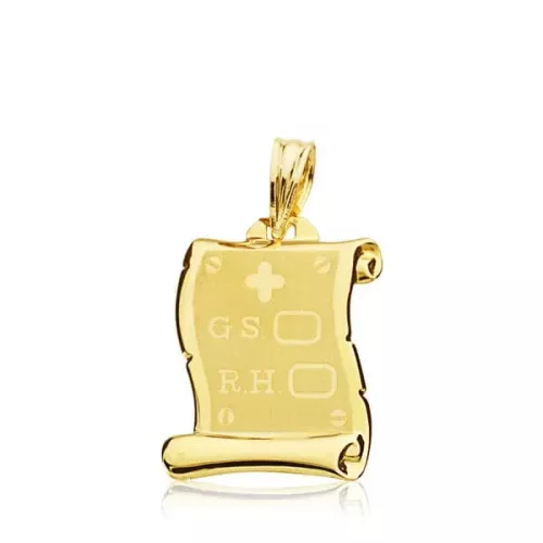 9K COLGANTE PERGAMINO ORO AMARILLO RH. 19X14 MM 0