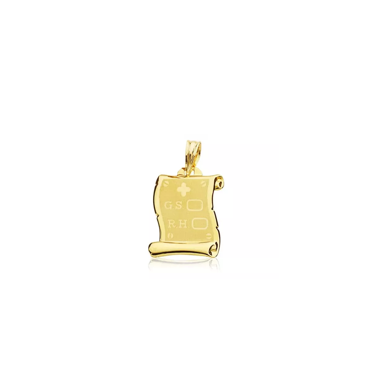 9K COLGANTE PERGAMINO ORO AMARILLO RH. 19X14 MM 0
