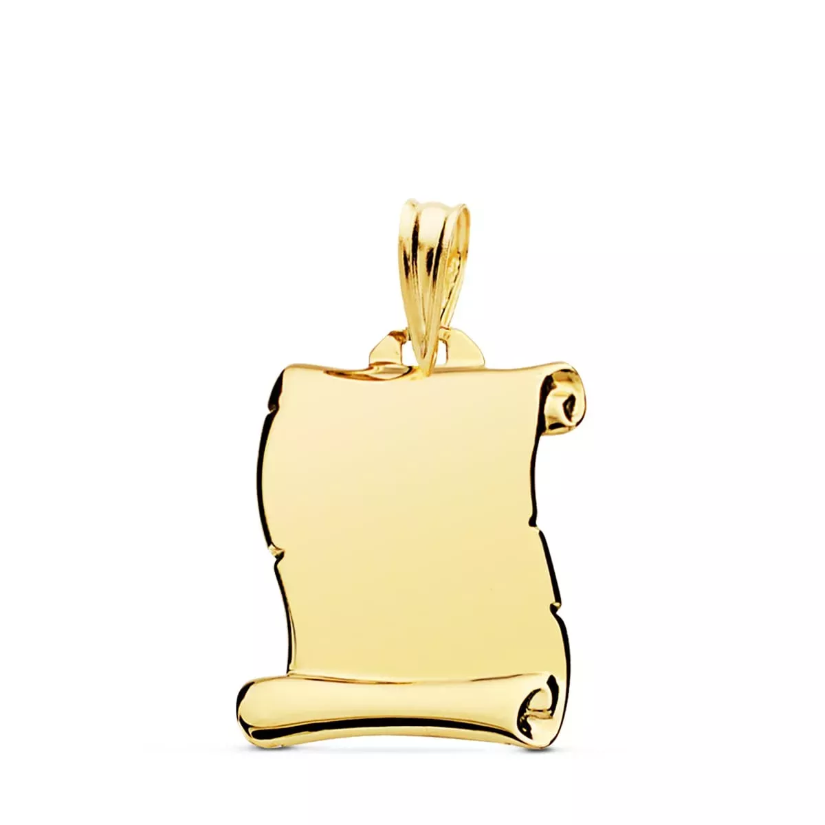 9K PLACA CHAPA COLGANTE PERGAMINO ORO AMARILLO LISO BRILLO 18X14 MM 0