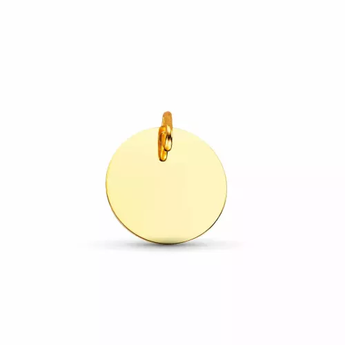 9K COLGANTE ORO AMARILLO DISCO REDONDO LISO EN BRILLO. DIAMETRO: 18 MM 0