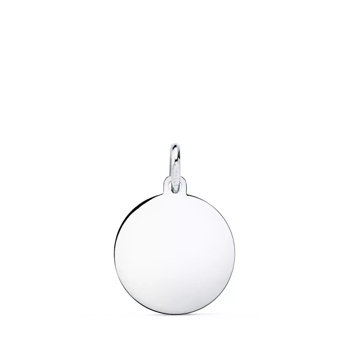 9K COLGANTE ORO BLANCO DISCO PARA GRABAR EN BRILLO 16 MM 0