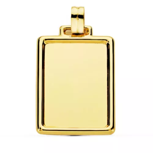 9K PLACA CHAPA ORO AMARILLO BRILLO CON BORDE 31X23 MM 2