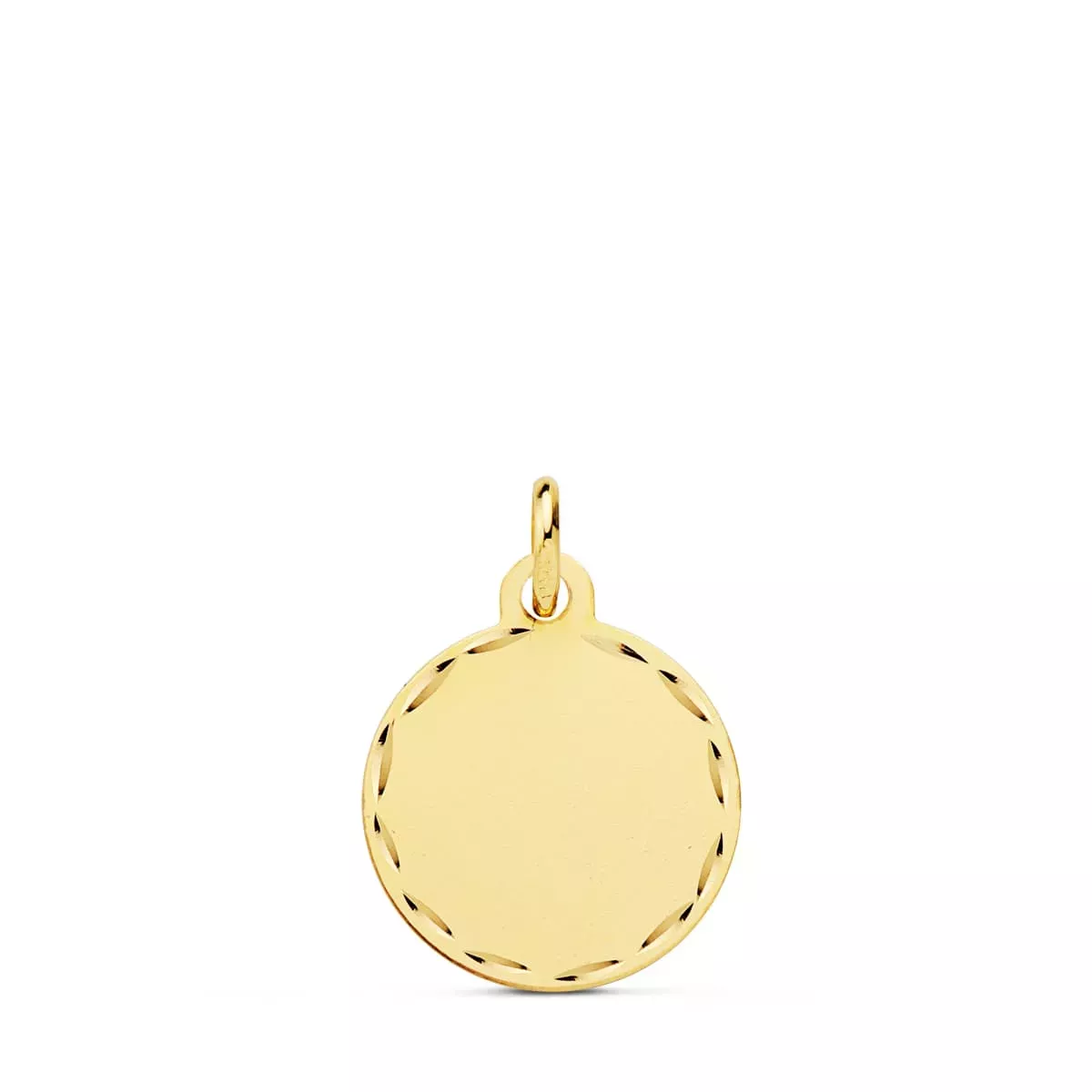 9K DISCO ORO AMARILLO LISO MATIZADO CON BORDE TALLADO 18 MM 1