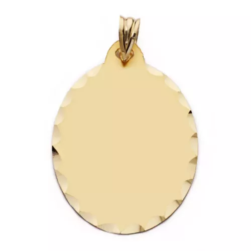 9K PLACA CHAPA OVAL ORO AMARILLO MATE TALLADA 34X23 MM 2